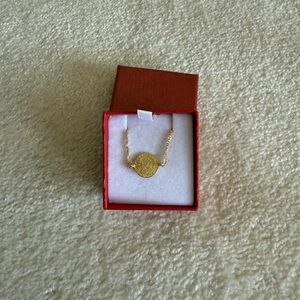 Greek coin gold tone bracelet with dainty chain